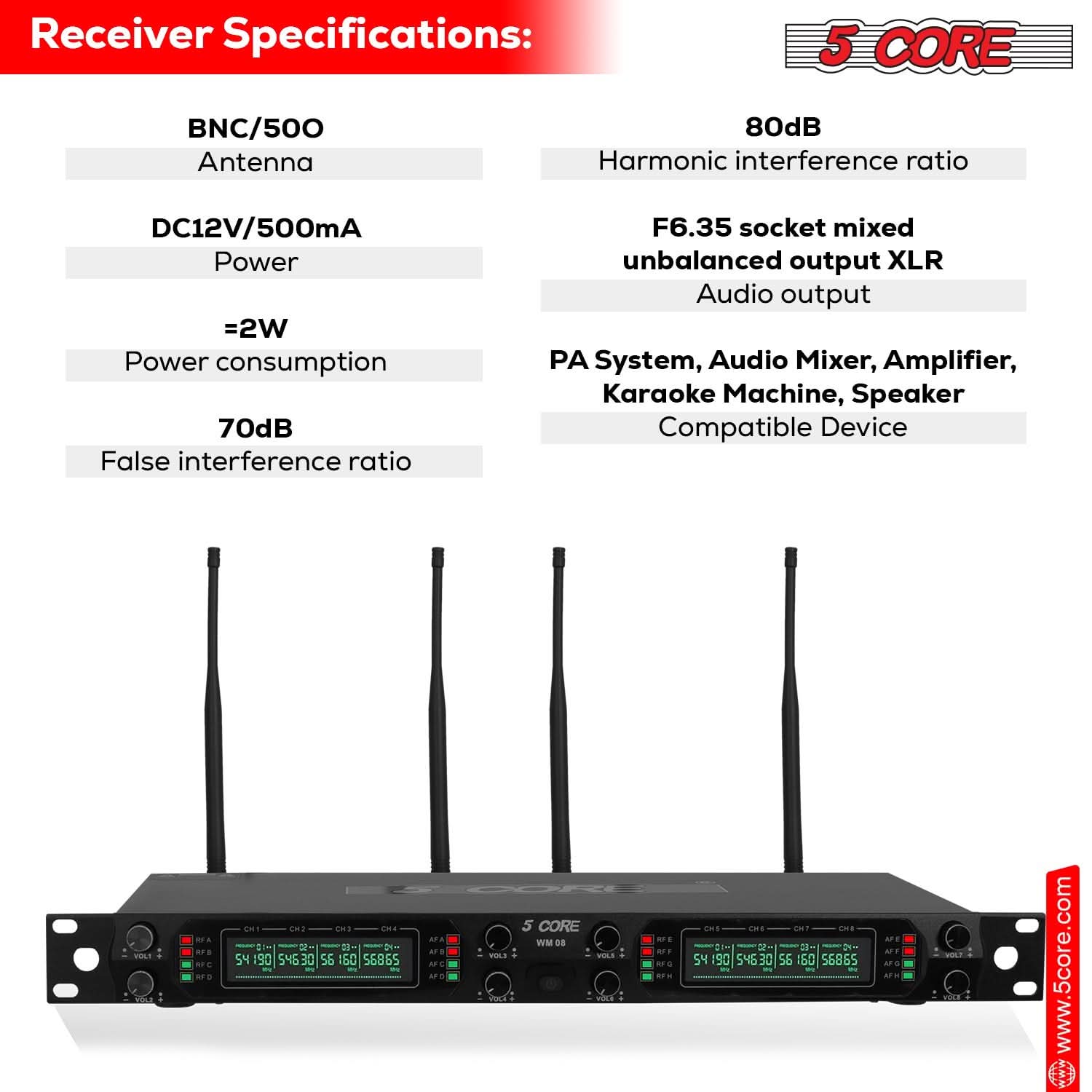 5Core Wireless Microphones 8 Channel Karaoke Professional UHF Singing Mic System Cordless Microfonos-1