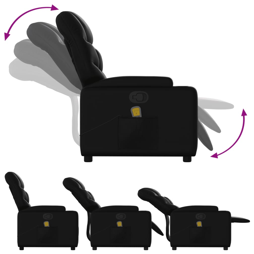 vidaXL Stand up Massage Recliner Chair Black Faux Leather-4