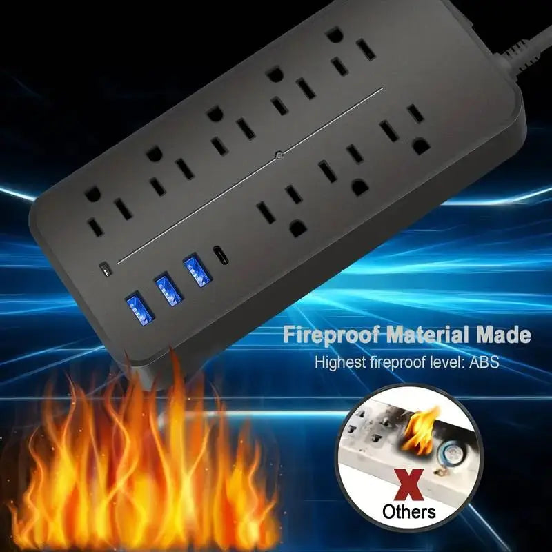 Surge Guard Power Strip - 8 AC & 4 USB Ports