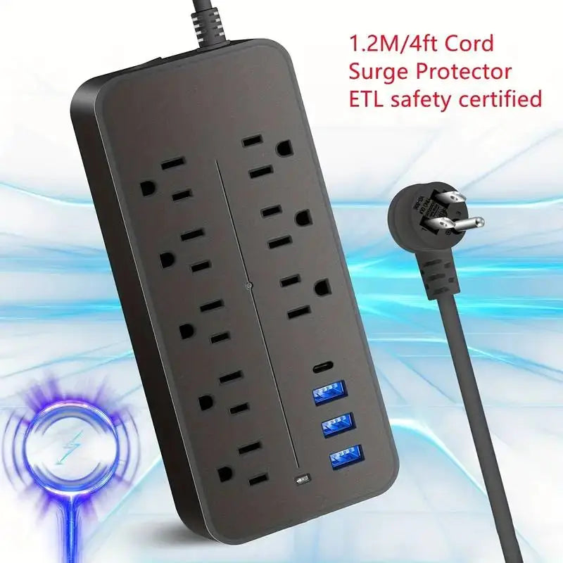 Surge Guard Power Strip - 8 AC & 4 USB Ports